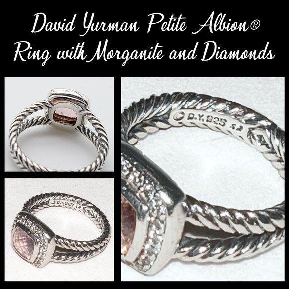 DAVID YURMAN PETITE ALBION® MORGANITE & DIAMONDS | SIZE 6.5 (with D.Y. Pouch) - Picture 1 of 5